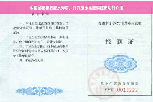 中国邮箱银行流水详解，打开流水需密码保护功能介绍