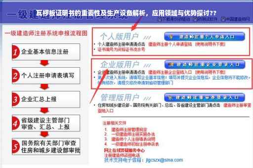 瓦椤板证明书的重要性及生产设备解析，应用领域与优势探讨??