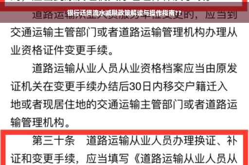 银行还贷流水减税政策解读与操作指南??