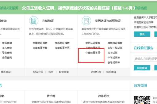 父母工资收入证明，揭示家庭经济状况的关键证据（模板1-6月）