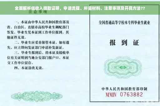 全面解析低收入提取证明，申请流程、所需材料、注意事项及开具方法??