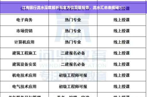 江南银行流水深度解析与全方位洞察报告，流水汇总表揭秘?⚡️