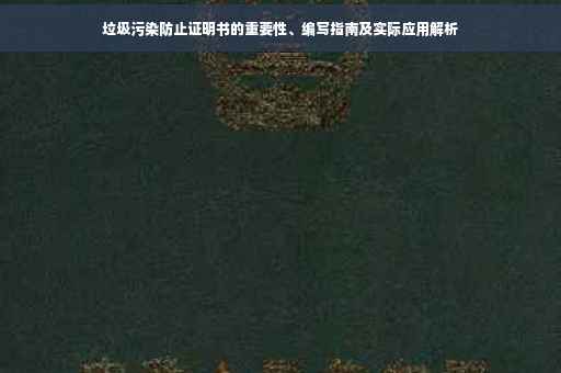垃圾污染防止证明书的重要性、编写指南及实际应用解析