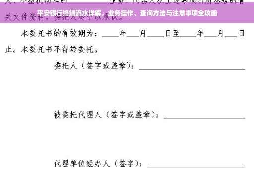 平安银行终端流水详解，业务操作、查询方法与注意事项全攻略