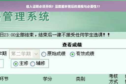 收入证明必须开吗？深度解析背后的真相与必要性??