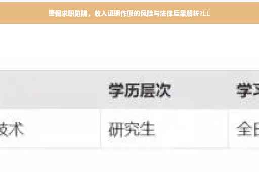 警惕求职陷阱，收入证明作假的风险与法律后果解析?⚠️