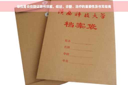 急性胃炎住院证明书详解，症状、诊断、治疗的重要性及书写指南