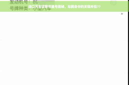 进口汽车证明书编号揭秘，车辆身份的关键所在??