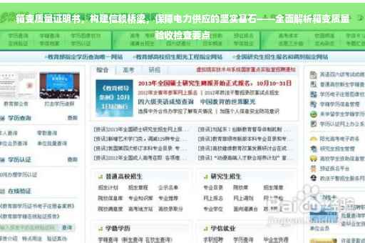 箱变质量证明书，构建信赖桥梁，保障电力供应的坚实基石——全面解析箱变质量验收检查要点