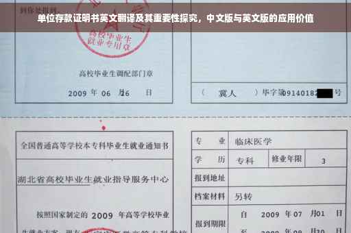 单位存款证明书英文翻译及其重要性探究，中文版与英文版的应用价值
