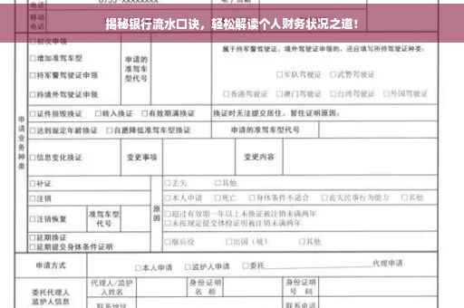 揭秘银行流水口诀，轻松解读个人财务状况之道！