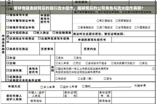 揭秘奇瑞金融背后的银行流水操作，揭秘背后的公司角色与流水操作真相?