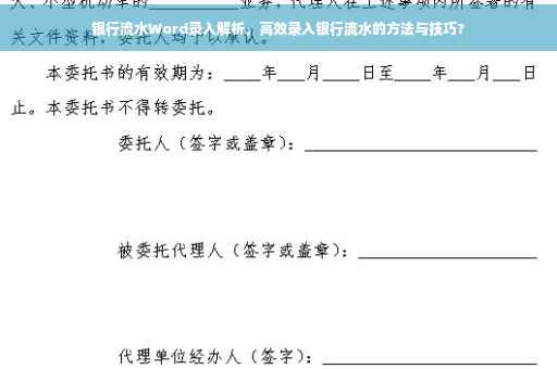 银行流水Word录入解析，高效录入银行流水的方法与技巧?