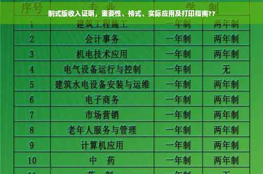 制式版收入证明，重要性、格式、实际应用及打印指南??