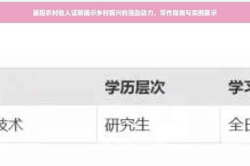 襄阳农村收入证明揭示乡村振兴的强劲动力，写作指南与实例展示