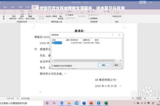 兴业银行流水账单模板全面解析，样本展示与指南