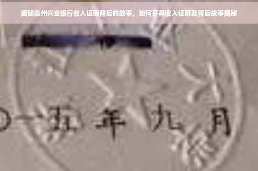 揭秘泰州兴业银行收入证明背后的故事，如何开具收入证明及背后故事揭秘