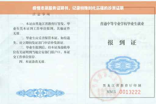 疫情志愿服务证明书，记录特殊时代历程的珍贵证明