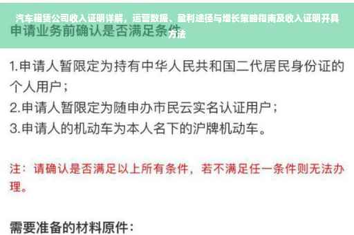 汽车租赁公司收入证明详解，运营数据、盈利途径与增长策略指南及收入证明开具方法