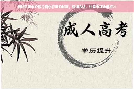 揭秘购房中介银行流水背后的秘密，查询方法、注意事项全解析??
