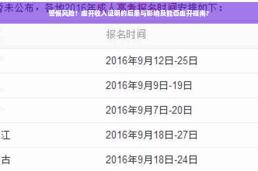 警惕风险！虚开收入证明的后果与影响及能否虚开指南?