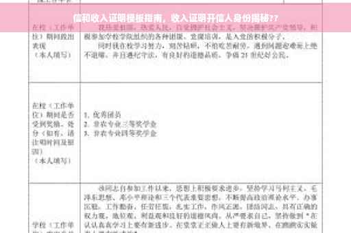 信和收入证明模板指南，收入证明开信人身份揭秘??
