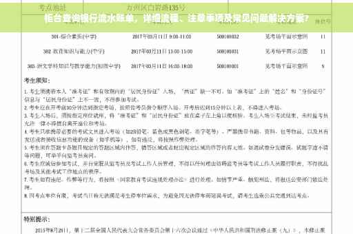 柜台查询银行流水账单，详细流程、注意事项及常见问题解决方案?