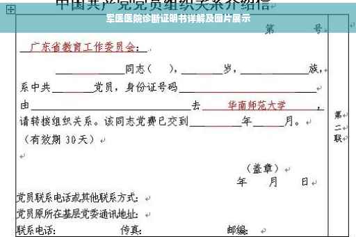 军医医院诊断证明书详解及图片展示