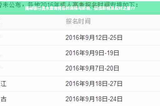 揭秘银行流水查询背后的真相与影响，征信影响及应对之策??