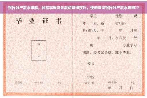银行分户流水详解，轻松掌握资金流动管理技巧，快速查询银行分户流水攻略??