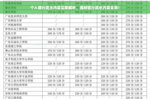 个人银行流水内容深度解析，揭秘银行流水内容全貌！