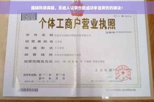 揭秘购房真相，无收入证明也能成功申请房贷的秘诀！