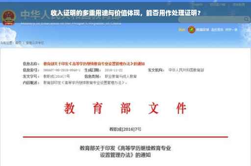 收入证明的多重用途与价值体现，能否用作处理证明？