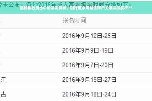 揭秘银行流水中的基金奥秘，银行流水与基金账户关系深度解析??