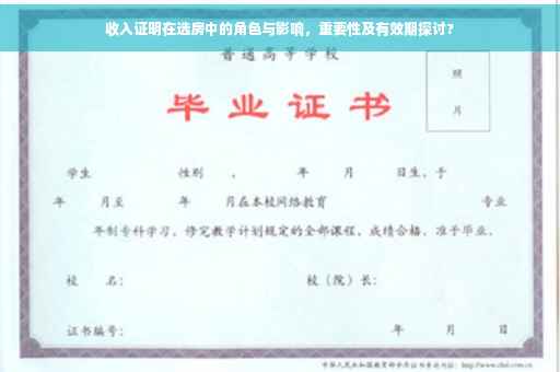 收入证明在选房中的角色与影响，重要性及有效期探讨?