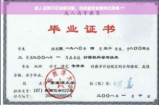 收入证明打印单据详解，选择最佳单据格式指南 ??