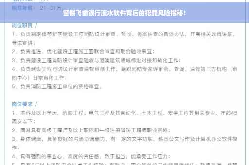 警惕飞雪银行流水软件背后的犯罪风险揭秘！