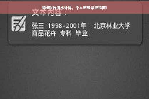 揭秘银行流水计算，个人财务掌控指南！