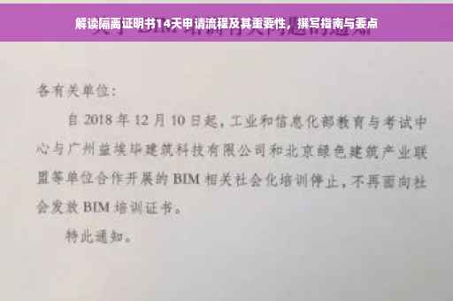 解读隔离证明书14天申请流程及其重要性，撰写指南与要点