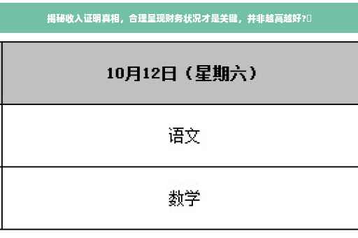 揭秘收入证明真相，合理呈现财务状况才是关键，并非越高越好?✨