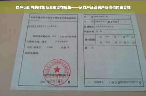自产证明书的作用及其重要性解析——从自产证明看产业价值的重要性