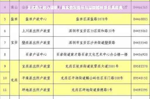 正式职工收入证明，真实情况揭示与深度解析及开具指南