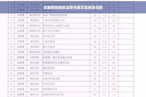 应激障碍病症证明书撰写指南及范例