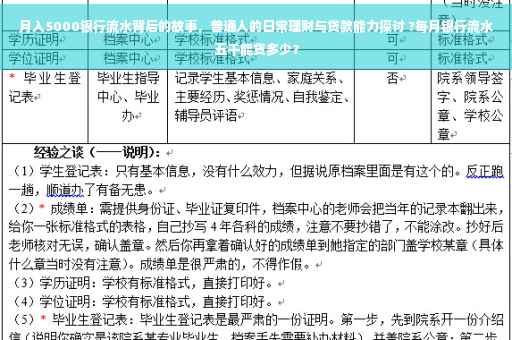 月入5000银行流水背后的故事，普通人的日常理财与贷款能力探讨 ?每月银行流水五千能贷多少？
