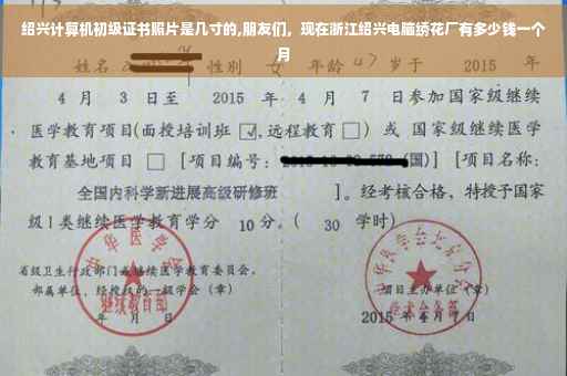 绍兴计算机初级证书照片是几寸的,朋友们，现在浙江绍兴电脑绣花厂有多少钱一个月