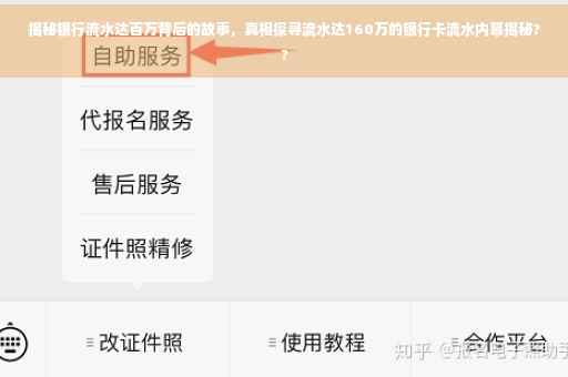 揭秘银行流水达百万背后的故事，真相探寻流水达160万的银行卡流水内幕揭秘??