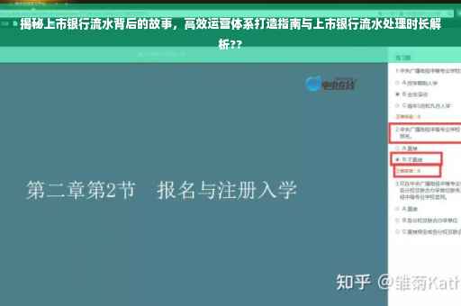 揭秘上市银行流水背后的故事，高效运营体系打造指南与上市银行流水处理时长解析??