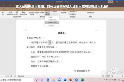 收入证明拟录用指南，如何正确撰写收入证明以成功获得录用机会？