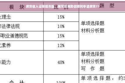 房贷收入证明超市版，撰写指南助你顺利申请房贷??