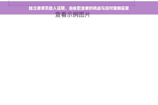 独立律师无收入证明，自由职业者的挑战与应对策略探索